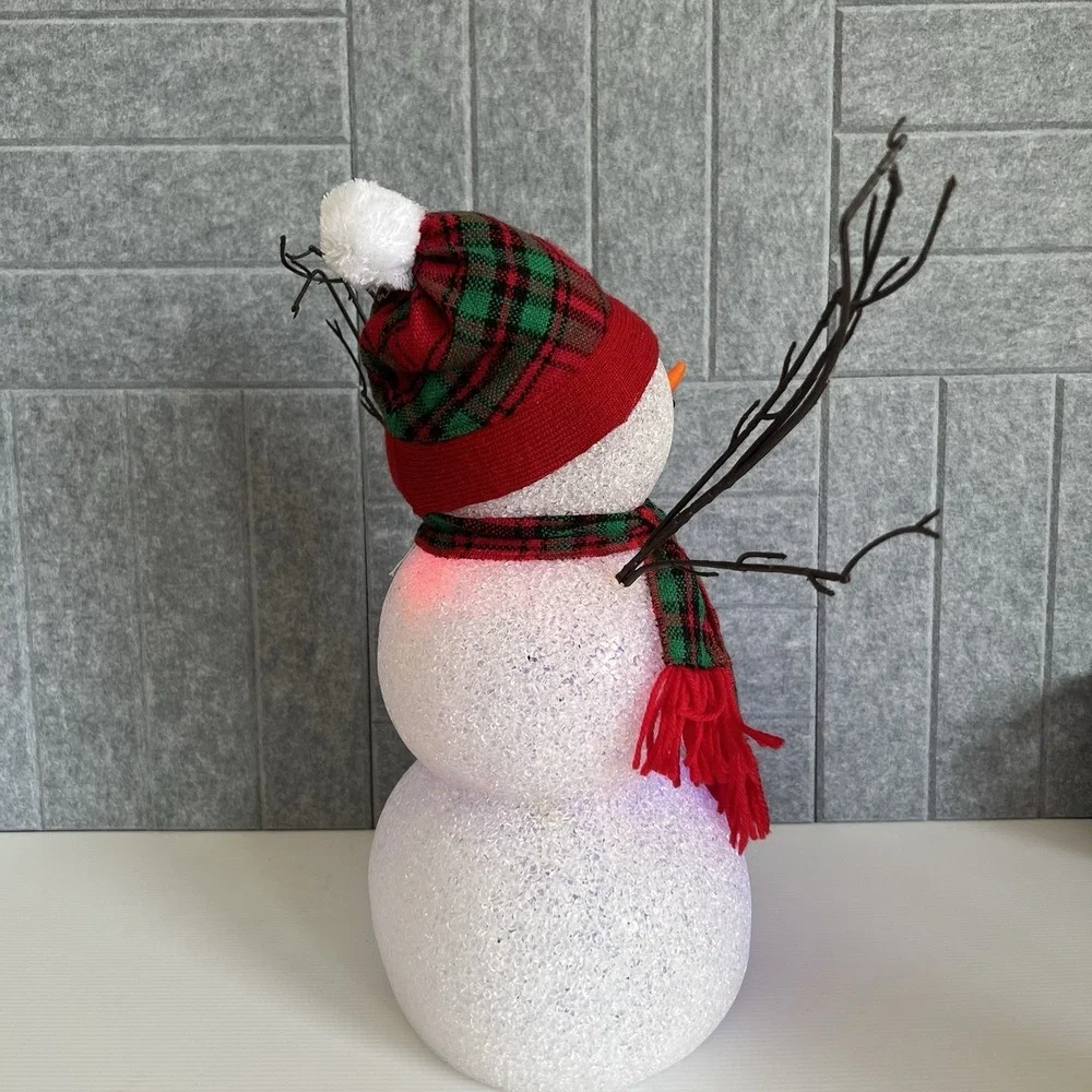 Vintage Melted Popcorn Snowman Color Changing Large 15